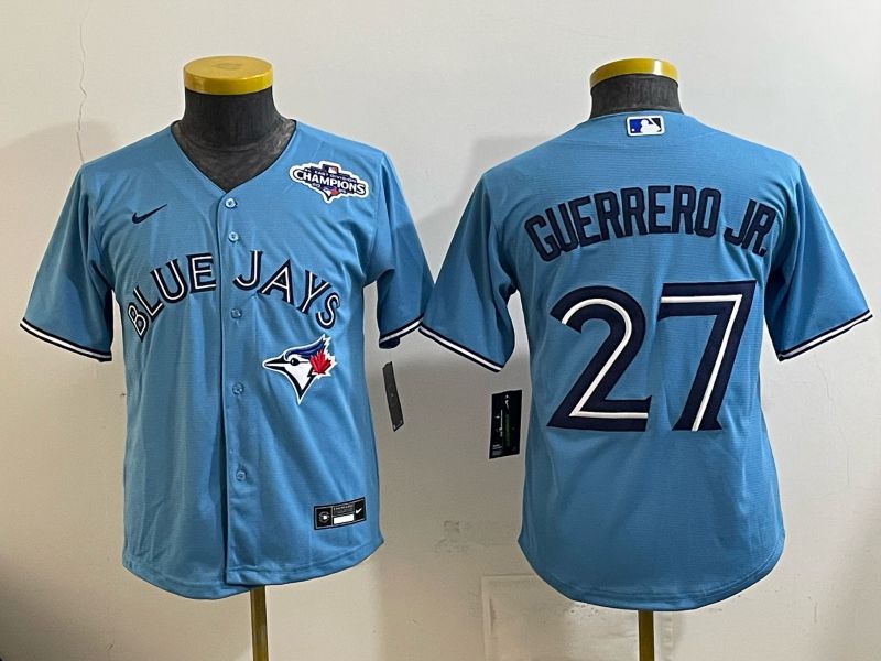 Youth 2025 Nike Toronto Blue Jays #27 Guerrero jr Light Blue Game MLB Jersey 02->youth mlb jersey->Youth Jersey